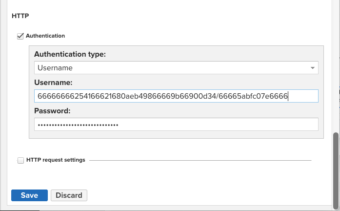 Screenshot of the Sonatype Nexus Repositories screen, showing the authentication configuration.